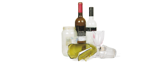 Glas og flasker - affald