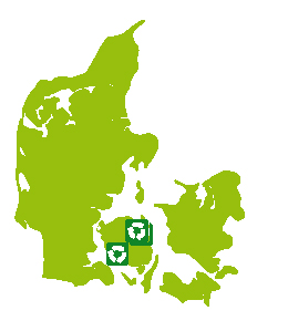 Modtageanlæg på Fyn - vist på Danmarkskort