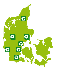 Modtageanlæg i Jylland vist på Danmarkskort